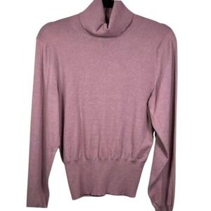 Babaton Aritzia Mauve Pink Turtleneck Sweater Wide Ribbed Hem Cuffs Size M